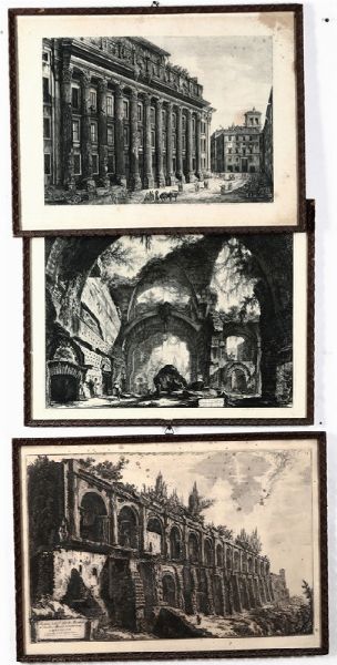 Tre stampe raffiguranti rovine romane, Giovanni Battista Piranesi (1720-1778), XVIII secolo  - Asta Antiquariato - Associazione Nazionale - Case d'Asta italiane