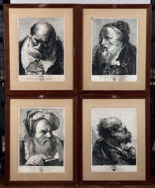 Quattro incisioni raffiguranti ritratti da dipinti di Tiepolo. Venezia XVIII secolo  - Asta Antiquariato - Associazione Nazionale - Case d'Asta italiane
