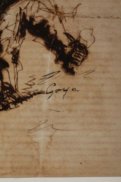 de Goya y Lucientes Francisco Jos : Studio di figura con cappello  - Asta Antiquariato - Associazione Nazionale - Case d'Asta italiane