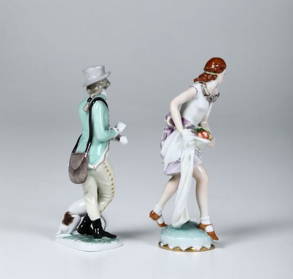 Due figurine Vienna, Manifattura Augarten, seconda met del XX secolo  - Asta Antiquariato - Associazione Nazionale - Case d'Asta italiane