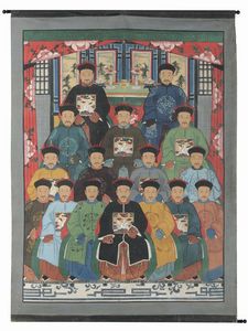 Coppia di dipinti su carta raffiguranti personaggi, Cina, Dinastia Qing, XIX secolo  - Asta Antiquariato - Associazione Nazionale - Case d'Asta italiane