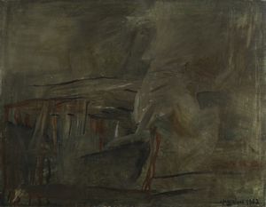 CHIGHINE ALFREDO (1914 - 1974) - Figura nel paesaggio.