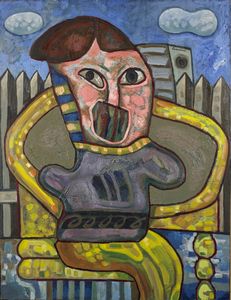 LUCEBERT (1924 - 1994) - Lady with a big mouth in a small garden.