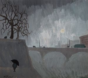 Franco Villoresi - Paesaggio con omino e ombrello