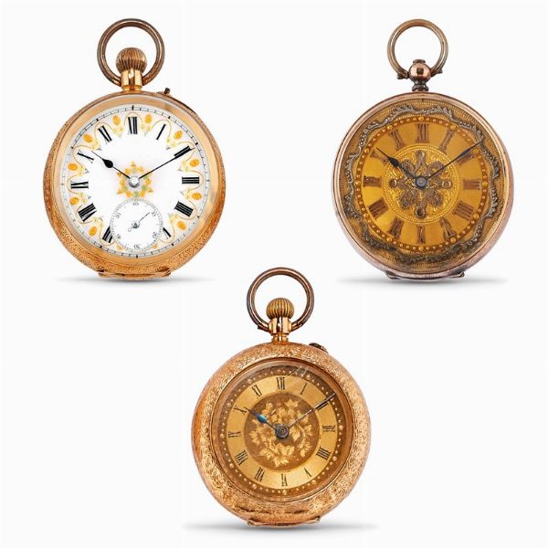 Tre orologi da tasca  - Asta Gioielli, Orologi, Argenti, Monete - Associazione Nazionale - Case d'Asta italiane