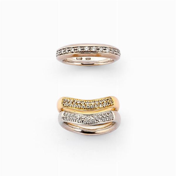 Tre anelli con diamanti  - Asta Gioielli, Orologi, Argenti, Monete - Associazione Nazionale - Case d'Asta italiane