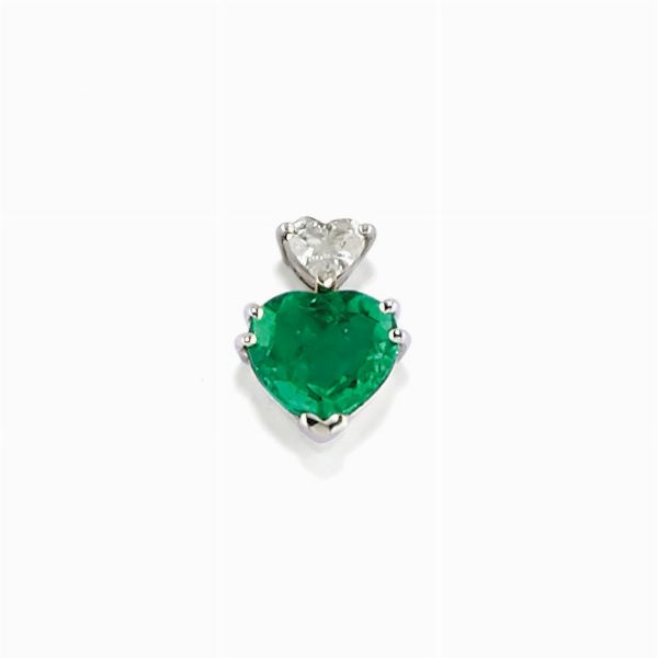 Pendente con smeraldo e diamante  - Asta Gioielli, Orologi, Argenti, Monete - Associazione Nazionale - Case d'Asta italiane