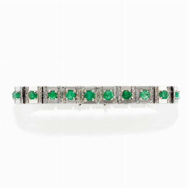 Bracciale con smeraldi e diamanti  - Asta Gioielli, Orologi, Argenti, Monete - Associazione Nazionale - Case d'Asta italiane