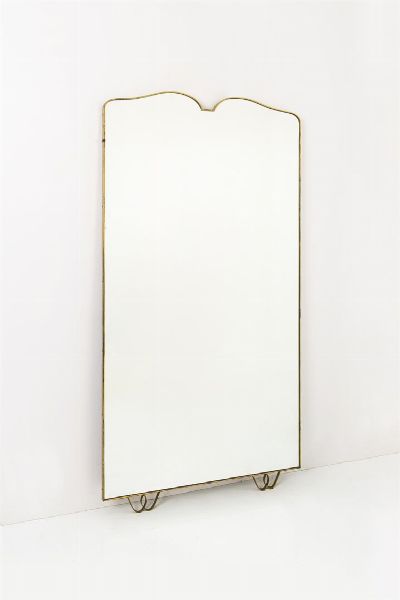 PRODUZIONE ITALIANA : Grande specchio con bordo in ottone. Anni '50 cm 219x114  - Asta Asta 155 - Design - Associazione Nazionale - Case d'Asta italiane