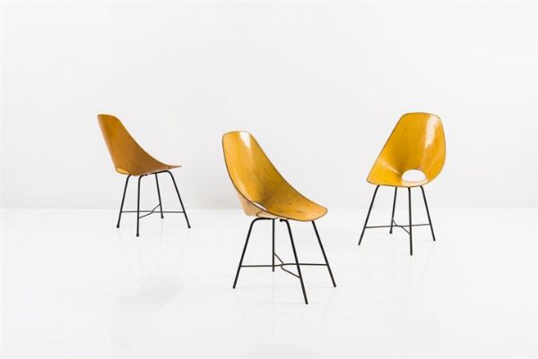 NOBILI VITTORIO : Tre sedie mod. Medea  - Asta Asta 155 - Design - Associazione Nazionale - Case d'Asta italiane