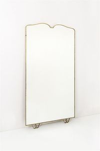 PRODUZIONE ITALIANA - Grande specchio con bordo in ottone. Anni '50 cm 219x114