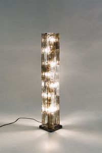 MAZZEGA - Lampada da terra in acciaio e elementi in vetro di Murano   Anni '70 h cm 130