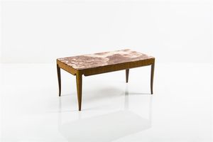 COLLI PIER LUIGI - Tavolino da caff con struttura in legno  piano in marmo. Anni '50 cm 50x11x60
