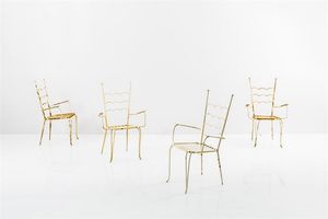 DE VIVO - Quattro sedie da giardino in metallo verniciato. Anni '50 cm 93x61x50