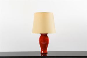 VENINI - Lampada da tavolo in vetro colorato. Anni '70 Etichetta del rivenditore h cm 78