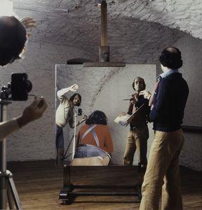 Lo Duca Nino - Michelangelo Pistoletto nello studio a Salice DUlzio (lo scambio delle parti) (il gioco dellarte), 1974