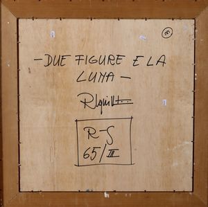 Squillantini Remo : Due figure e la luna, 1965  - Asta Arte Moderna, Contemporanea e Fumetti - Associazione Nazionale - Case d'Asta italiane