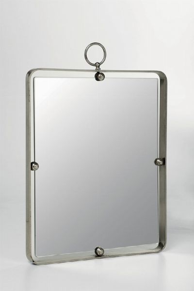 Specchio da parete con profilo in ottone nichelato e vetro specchiato.  - Asta Design - Associazione Nazionale - Case d'Asta italiane