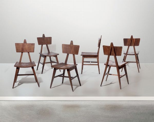 Sei sedie con struttura in legno.  - Asta Design - Associazione Nazionale - Case d'Asta italiane
