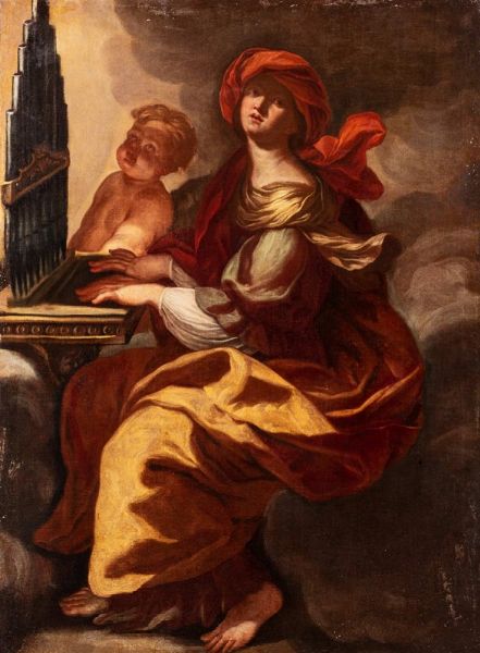 Cerchia di Lorenzo Pasinelli (Bologna 1629 - 1700) : Santa Cecilia  - Asta Dipinti Antichi e Arte del XIX Secolo - Associazione Nazionale - Case d'Asta italiane