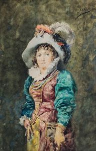 Arturo Orselli (attivo nel XIX secolo) - Donna in costume secentesco