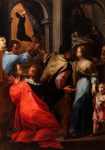 Scuola dell'Italia centrale, inizi del secolo XVII - Miracolo di San Filippo Neri, la guarigione di Giovanni Battista Modio medico