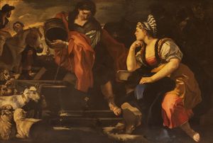 Studio di Francesco Solimena (Canale di Serino 1657  Barra 1747) - Giacobbe e Rachele al pozzo