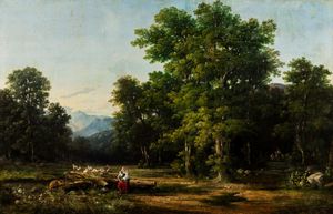 Attribuito a Massimo d'Azeglio (Torino 1798 - 1866) - Due paesaggi di campagna