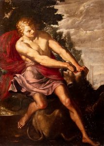 Pittore fiammingo attivo in Italia, secolo XVII - Ercole e il leone nemeo
