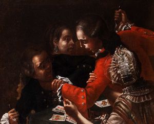 Scuola napoletana, secolo XVIII - Rissa tra giocatori di carte