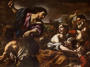 Giovanni Battista Beinaschi (Fossano o Torino 1636  Napoli 1688) - Cristo caccia i mercanti dal Tempio