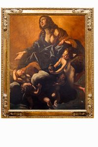 Giovanni Lanfranco (Parma 1582 - Roma 1647) e Studio : Maddalena in gloria sorretta da angeli  - Asta Dipinti Antichi e Arte del XIX Secolo - Associazione Nazionale - Case d'Asta italiane