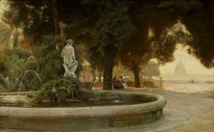 Attribuito a Carl Vilhelm Holse (Aarhus 1863 - Asserbo 1935) - La fontana grande nella Passeggiata del Pincio a Roma