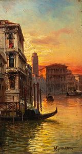 Natale Gavagnin - Scorcio di Venezia al tramonto