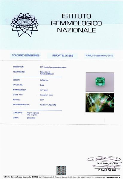 ANELLO IN ORO BIANCO 18KT CON SMERALDO E DIAMANTI  - Asta GIOIELLI - Associazione Nazionale - Case d'Asta italiane