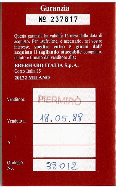 EBERHARD CRONOGRAFO NAVY MASTER REF. 32012/A ANNO 1988  - Asta Orologi da polso e da tasca - Associazione Nazionale - Case d'Asta italiane