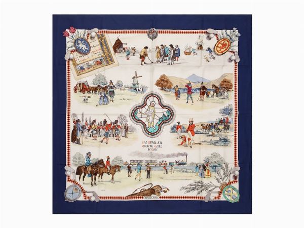 Herms : Foulard Royal and Ancient Game of Golf  - Asta Luxury Fashion - Associazione Nazionale - Case d'Asta italiane