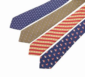 Herms - Lotto composto da quattro cravatte in seta