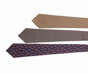 Herms - Lotto composto da tre cravatte in seta