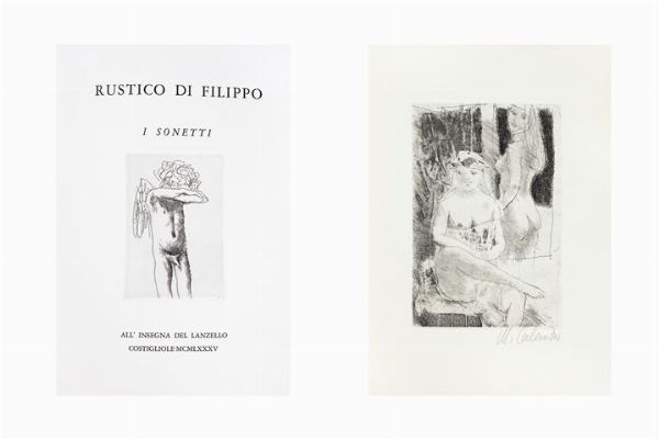 CALANDRI MARIO Torino 1914 - 1993 : Rustico di Filippo - I sonetti 1985  - Asta Asta 156 - Dipinti, sculture, arti decorative - Associazione Nazionale - Case d'Asta italiane