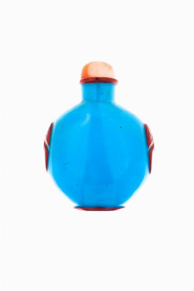 SNUFF BOTTLE : In vetro blu e rosso Cm 8x5  - Asta Asta 156 - Dipinti, sculture, arti decorative - Associazione Nazionale - Case d'Asta italiane