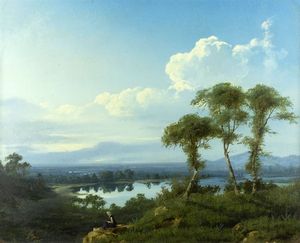 CAMINO GIUSEPPE Torino 1818 - 1890 Caluso (TO) - Lago di Candia con pastorella