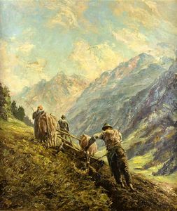 AJMONE LIDIO Coggiola (VC) 1884 - 1945 Andezeno (TO) - Aratura in montagna