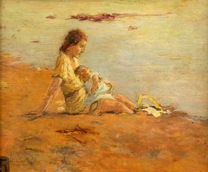 COSOLA DEMETRIO San Sebastiano Po (TO) 1851 - 1895 Chivasso (TO) - Maternità sulla spiaggia