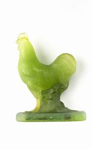 WALTER-NANCY - Scultura in vetro colorato nei toni del verde  raffigurante un gallo  marcato Walter-Nancy Cm 14x10