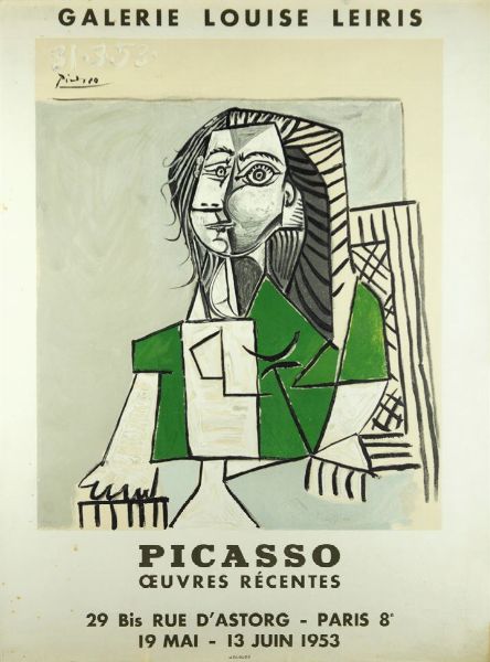 MANIFESTO : Picasso oeuvres rcentes - Galerie Louise Leiris. 19 mai - 13 juin 1953  - Asta Asta 159 - Dipinti, sculture, grafica - Associazione Nazionale - Case d'Asta italiane