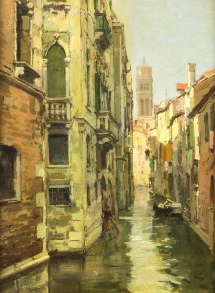CAPRILE VINCENZO Napoli 1856 - 1936 : Scorcio di Venezia  - Asta Asta 159 - Dipinti, sculture, grafica - Associazione Nazionale - Case d'Asta italiane
