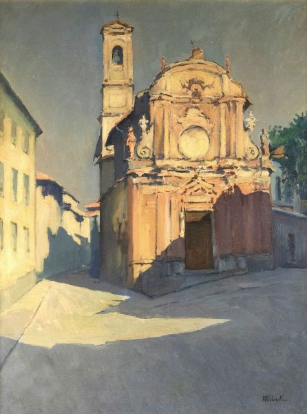 ALIBERTI DINO Torino 1935 : Chiesa a Saluzzo  - Asta Asta 159 - Dipinti, sculture, grafica - Associazione Nazionale - Case d'Asta italiane