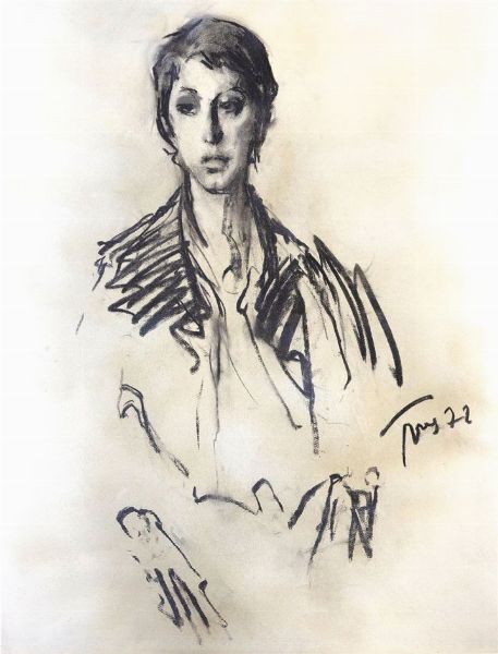 TREVES DARIO Torino 1907 - 1978 : Figura di ragazzo 1972  - Asta Asta 159 - Dipinti, sculture, grafica - Associazione Nazionale - Case d'Asta italiane