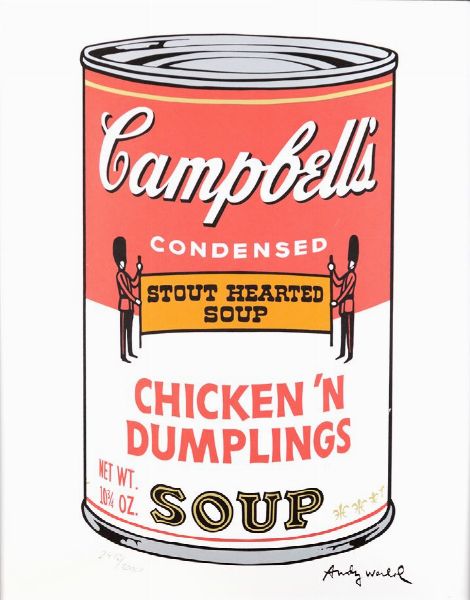 WARHOL ANDY USA 1927 - 1987 : Campbell's Soup - Chicken'n dumplings  - Asta Asta 159 - Dipinti, sculture, grafica - Associazione Nazionale - Case d'Asta italiane